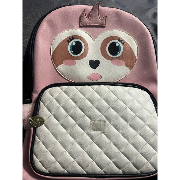 Betsy Johnson pink sloth backpack with furry movable arms - Picture 2 of 16
